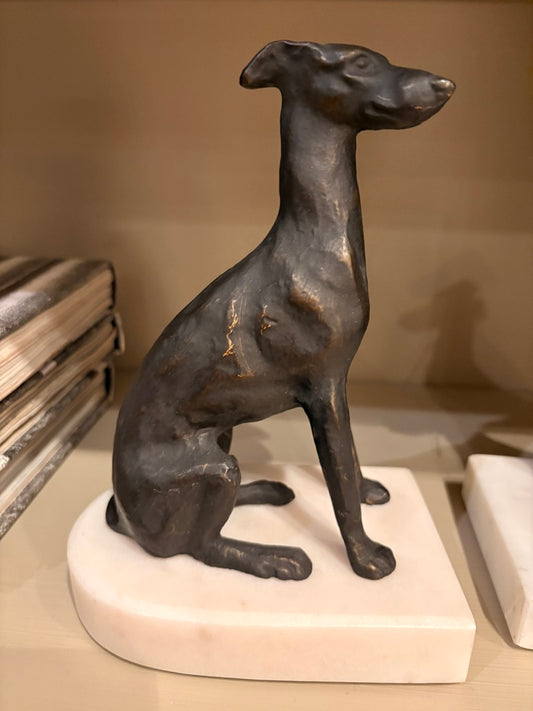 Greyhound On Marble Base Bookends