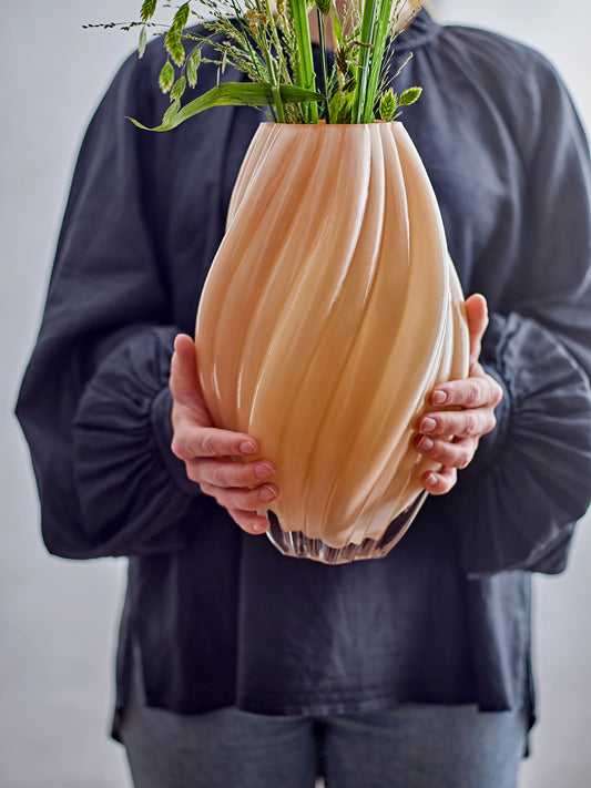 Kanji Glass Vase (Apricot)