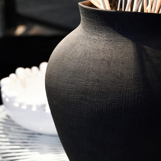 Large Black Textured Finish Vase