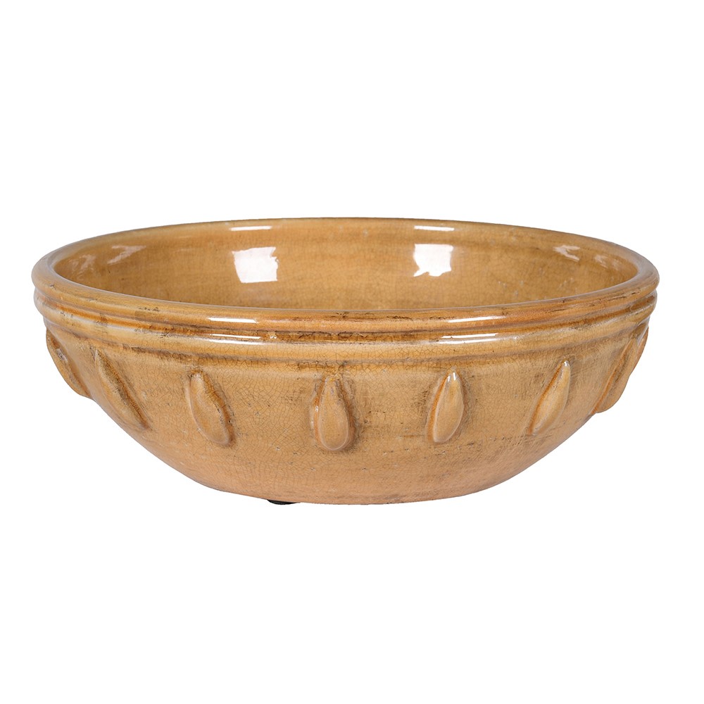Distressed Mustard Ceramic Bowl