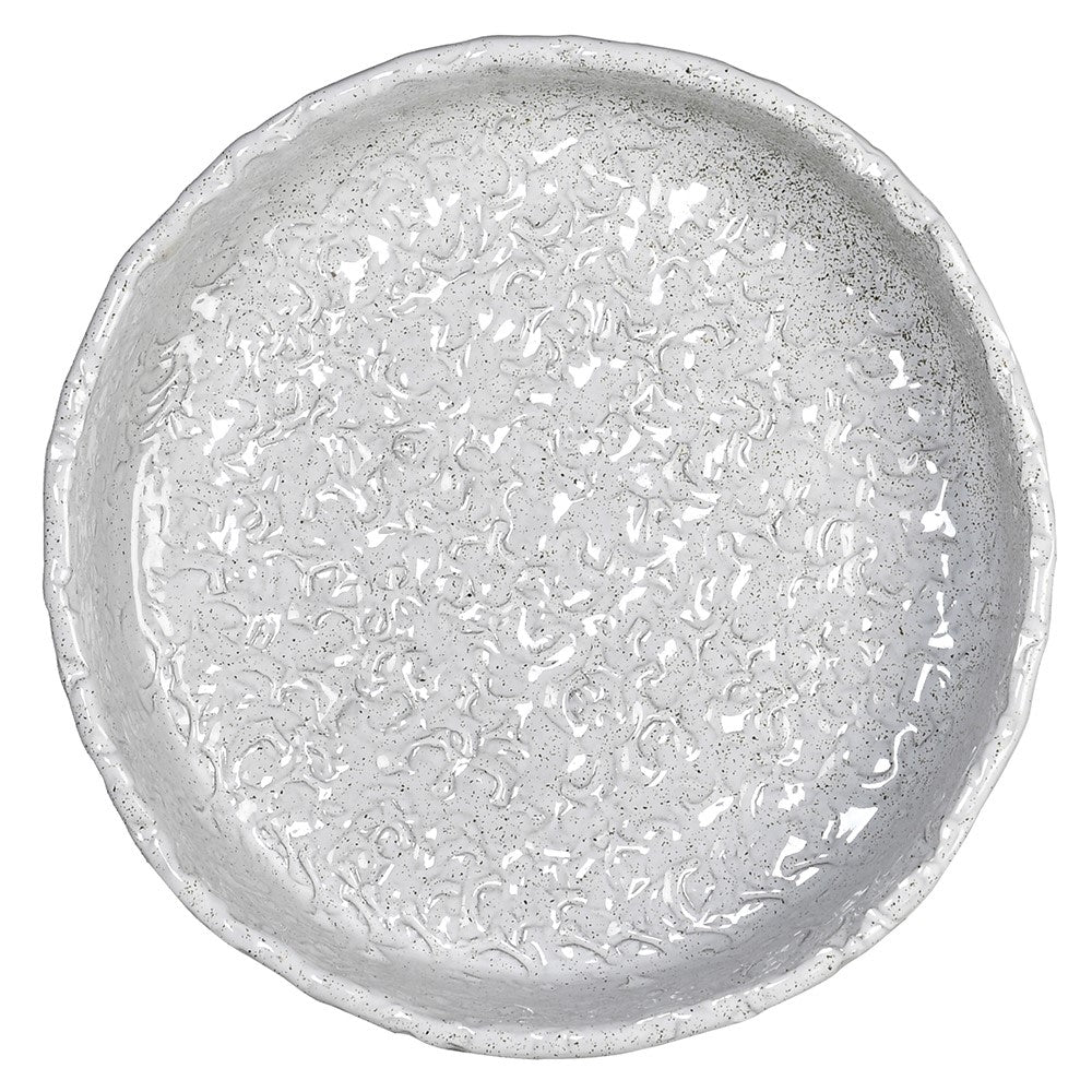 Off White Hammered Footed Bowl