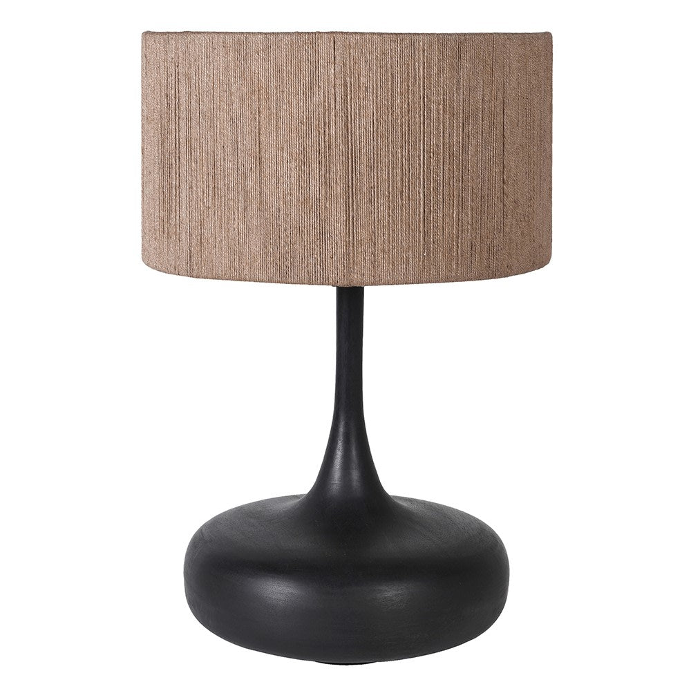 Table Lamp with Jute Shade & Black Base