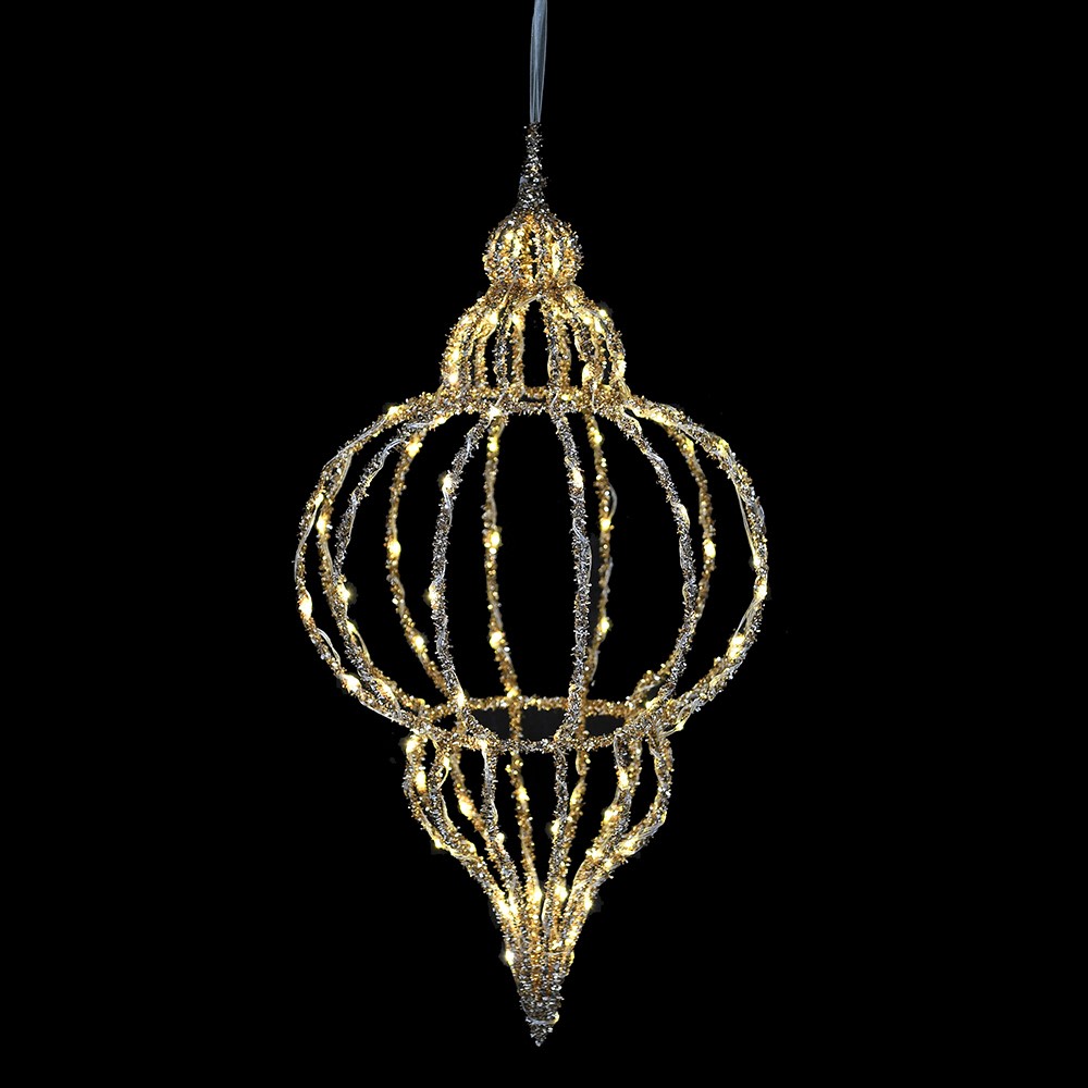 Gold Hanging Lit Finial with LEDs