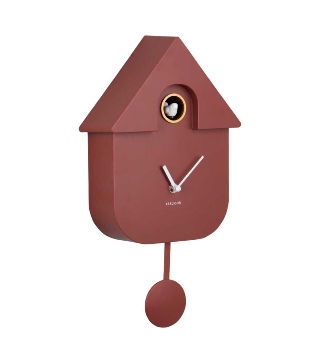 Modern Cuckoo Wall Clock (Red Ochre)