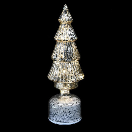 Lit Silver LED Rotating Tree (Small)