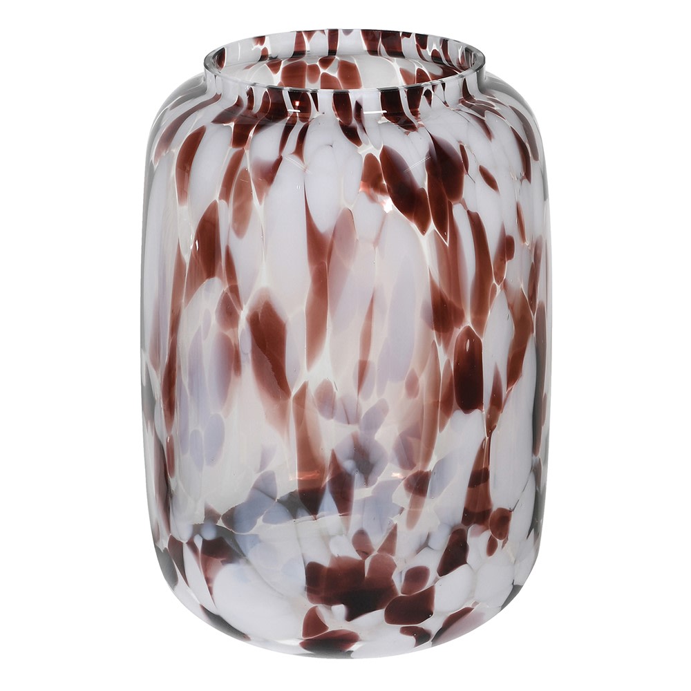 Mottled Glass Vase in White & Burgundy (H25cm)