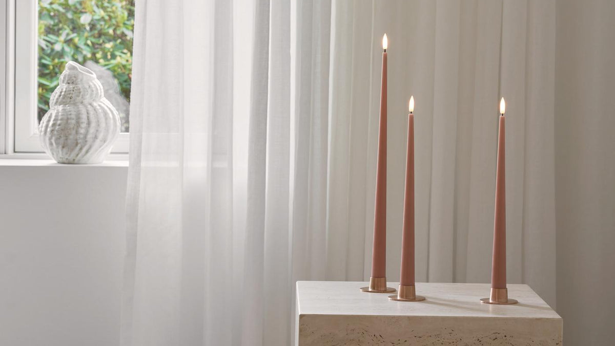 Ester & Erik LED Tapered Candle (Pack of 2) - Rosy Caramel Col. 20
