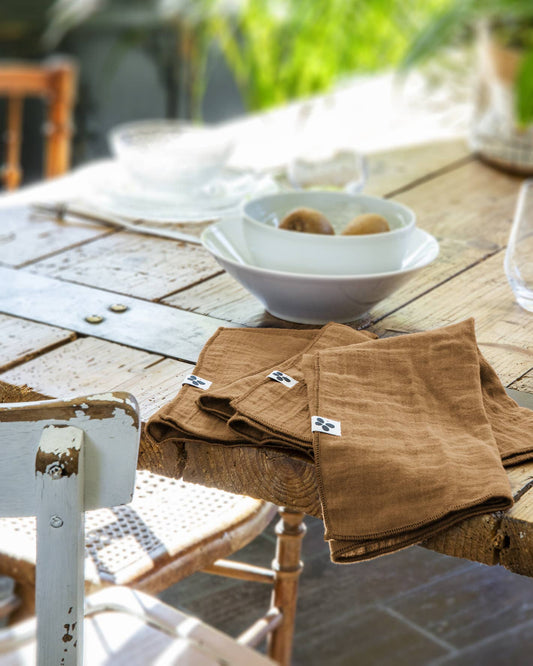 Gaia Cotton Napkins in Camel (Set of 3)