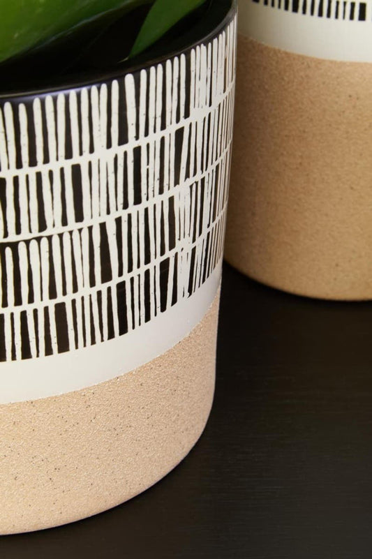 Jada Striped Monochrome Ceramic Planter (D20cm)