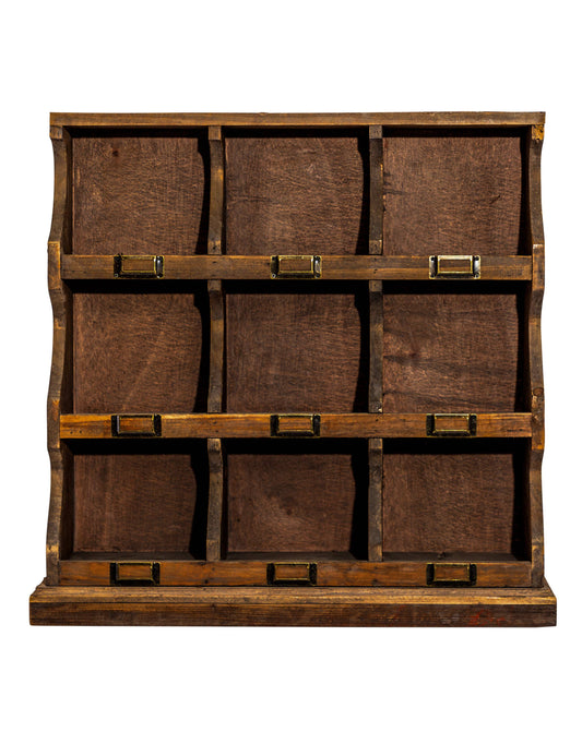 Rustic Wooden "Arundel" 9 Pigeon-Hole Wall Storage Unit