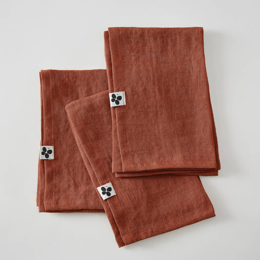 Gaia Cotton Napkins in Paprika (set of 3)
