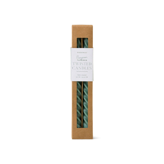 Paddywax Cypress & Fir Twisted Taper Candles - Green (2pk)