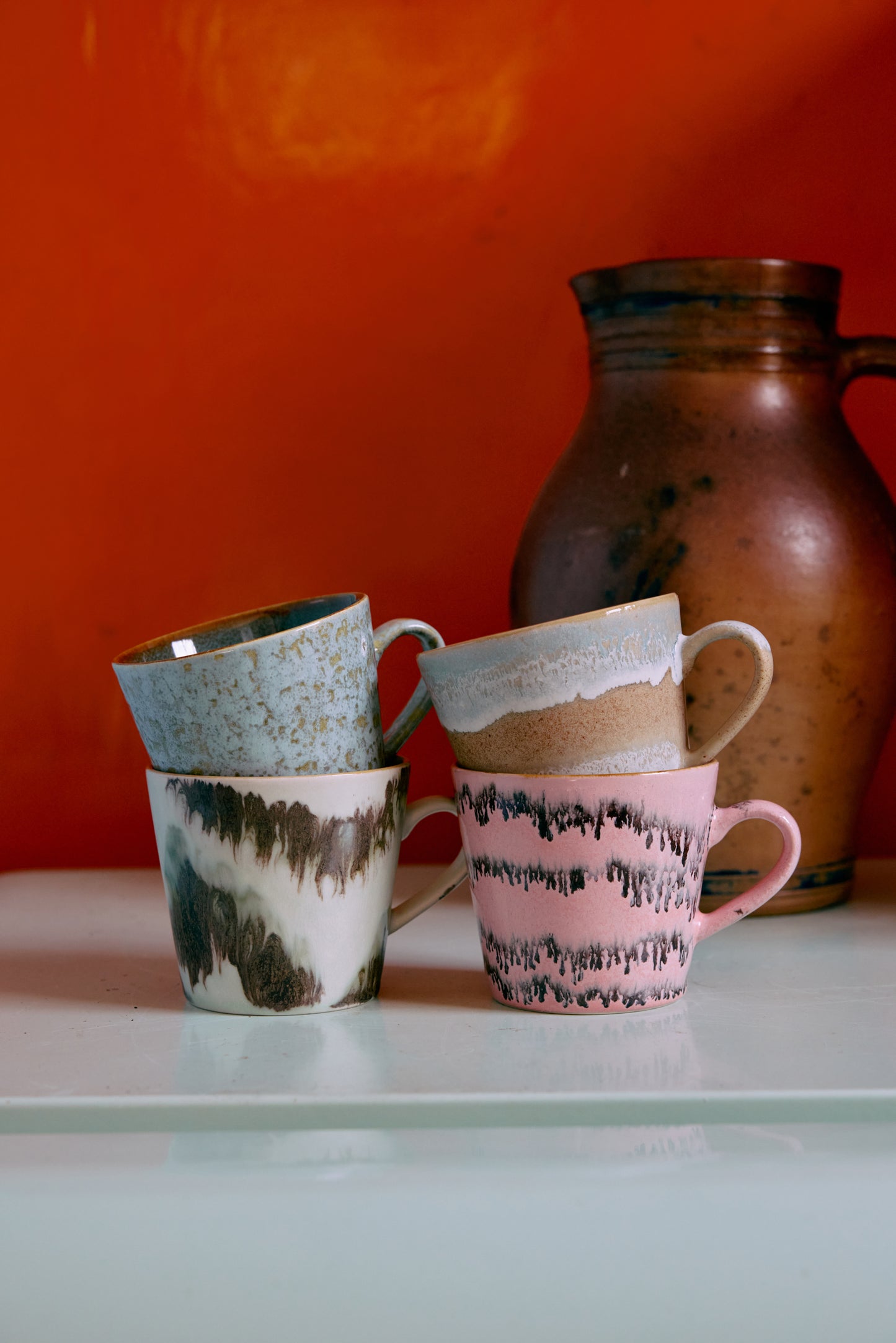 70s ceramics: cappuccino mug (Dada) set of 4