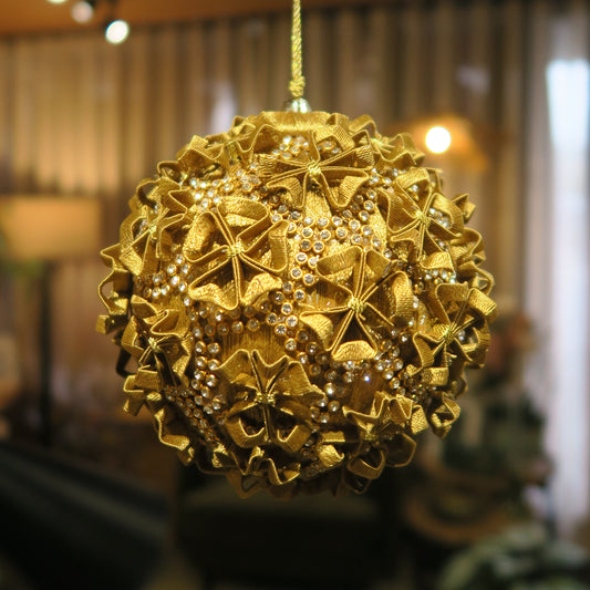 Gold Diamante Flower Bauble D10cm