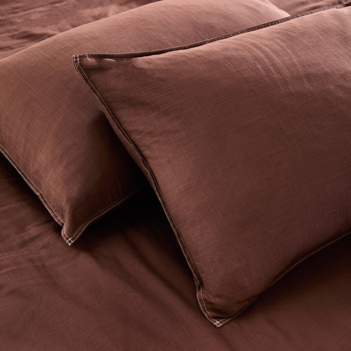 Textured 100% Cotton Duvet Cover Set Chocolate: Chocolate / King