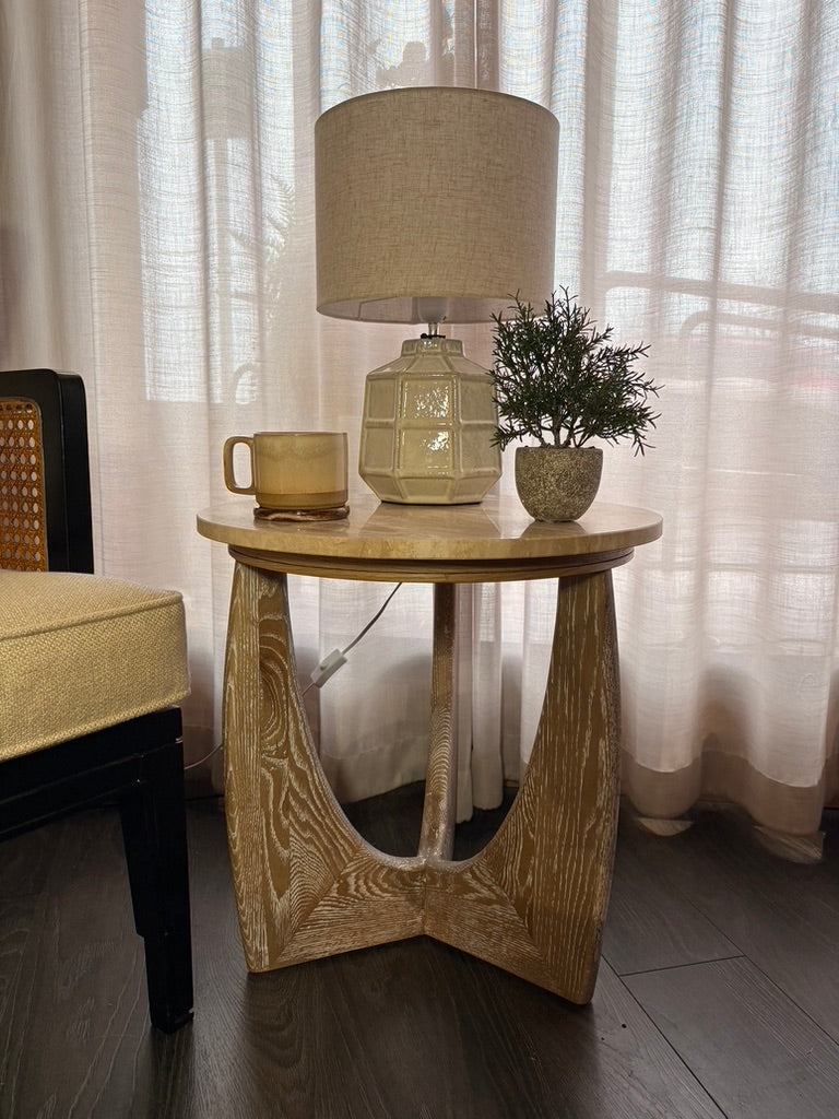 Travertine Arc Side Table