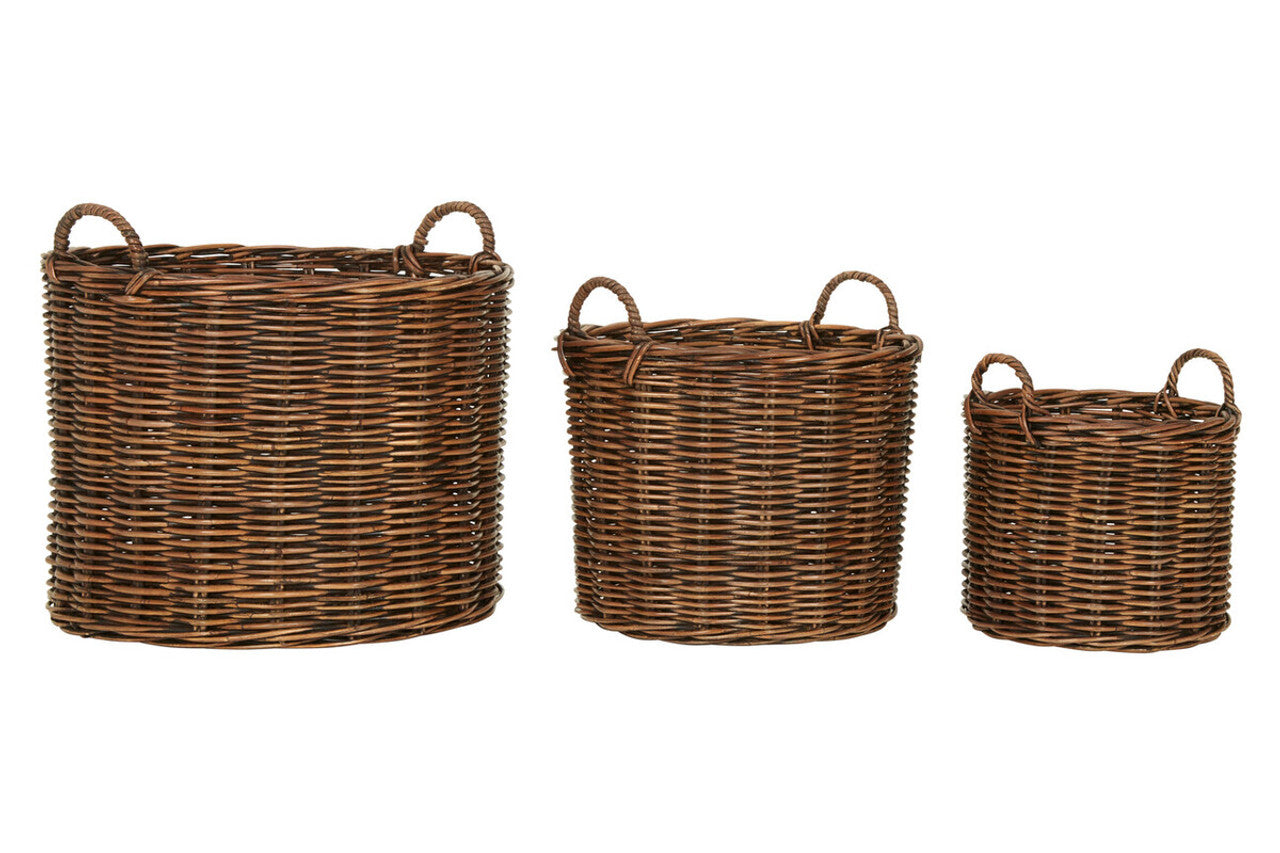 Rattan Log Baskets (set of 3)