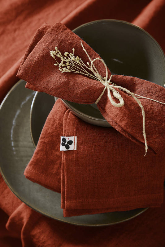 Gaia Cotton Napkins in Paprika (set of 3)