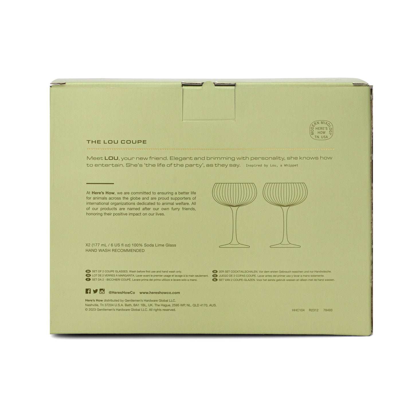 "The Lou" Coupe Glass (Olive) Set of 2