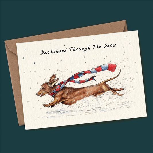 Dachshund Through the Snow - Christmas Card