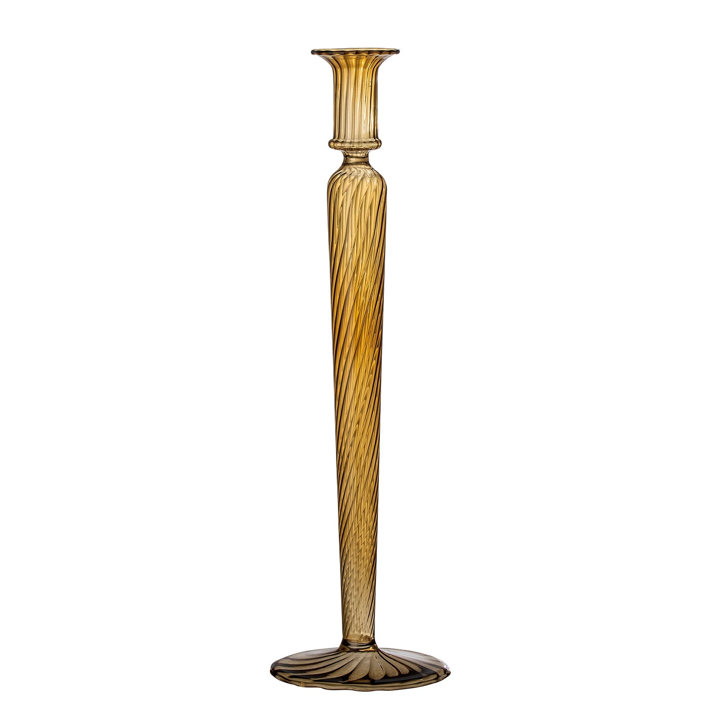 Dara Candlestick Holder (ochre brown glass)