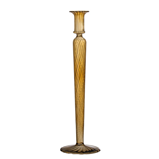 Dara Candlestick Holder (ochre brown glass)