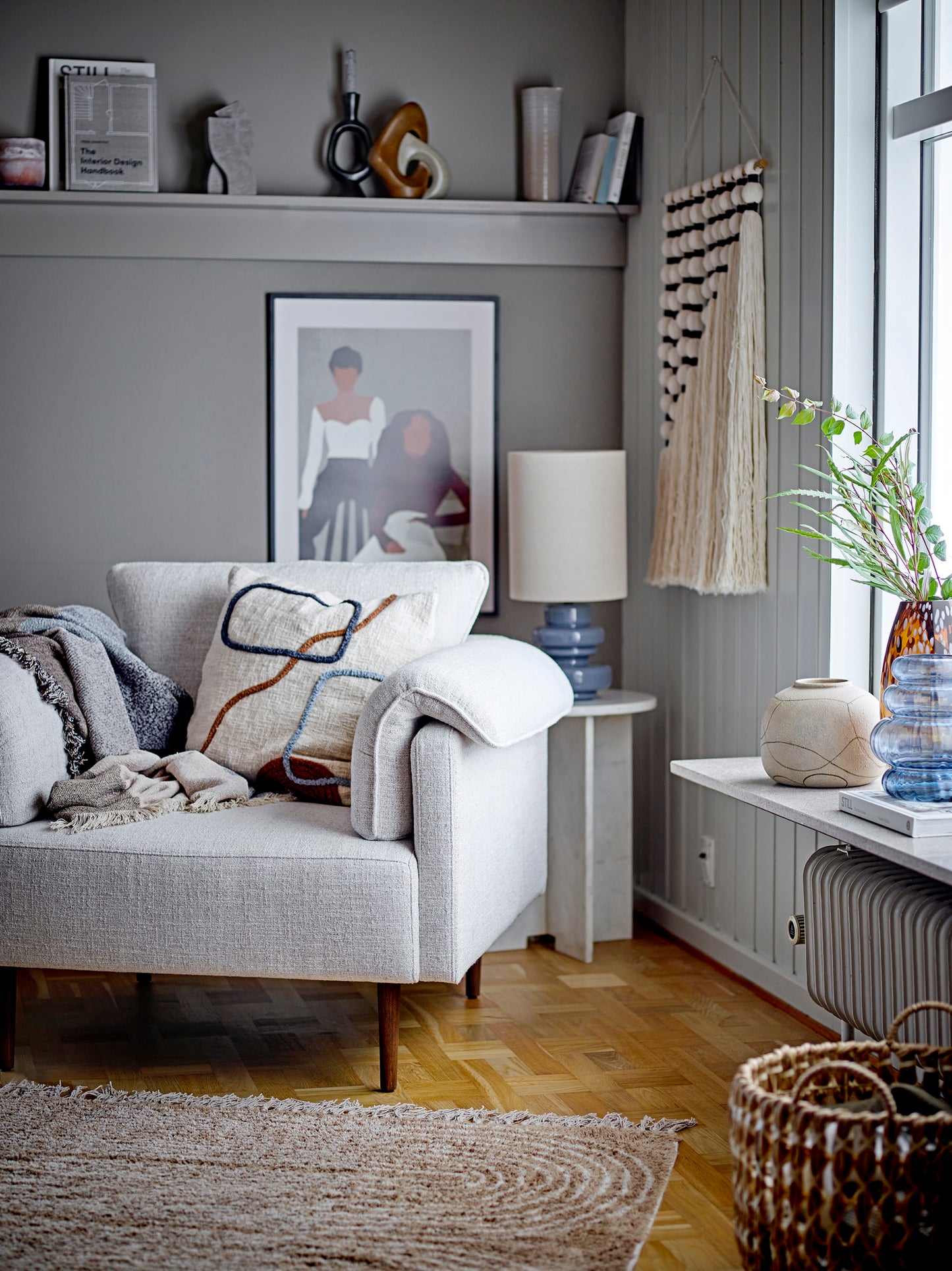 Fabiola Glass Table lamp with Linen Shade