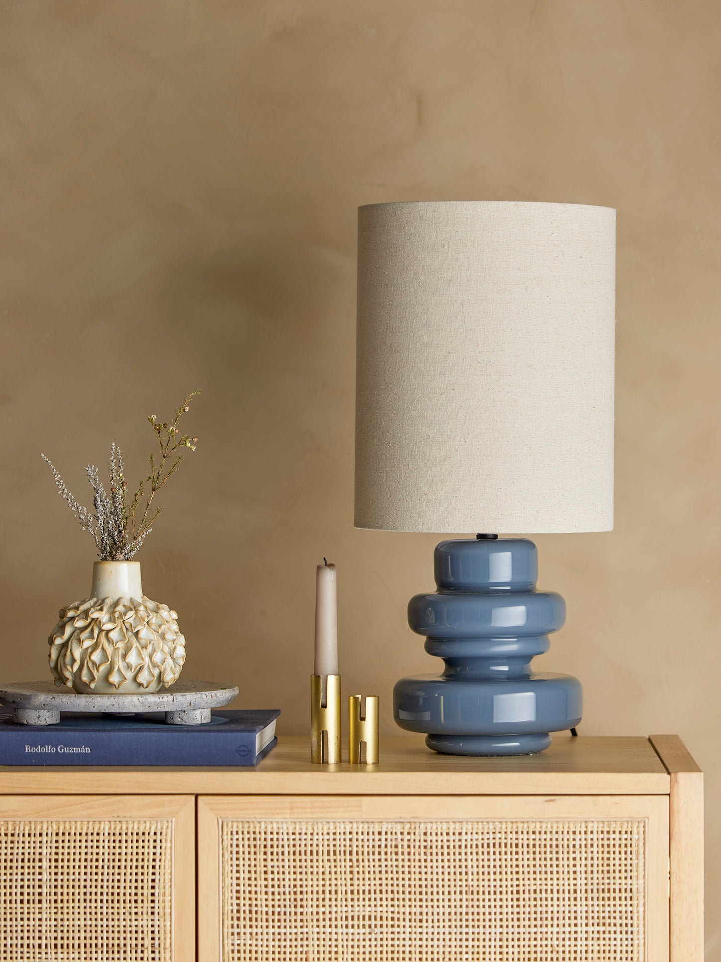 Fabiola Glass Table lamp with Linen Shade