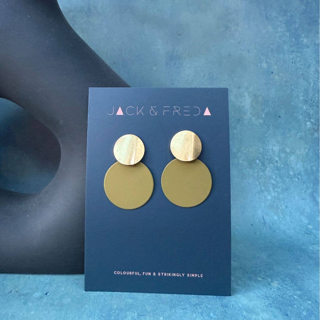 Retro Statement Earrings - Olive
