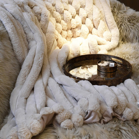 Truffle Faux Fur Ribbed Throw