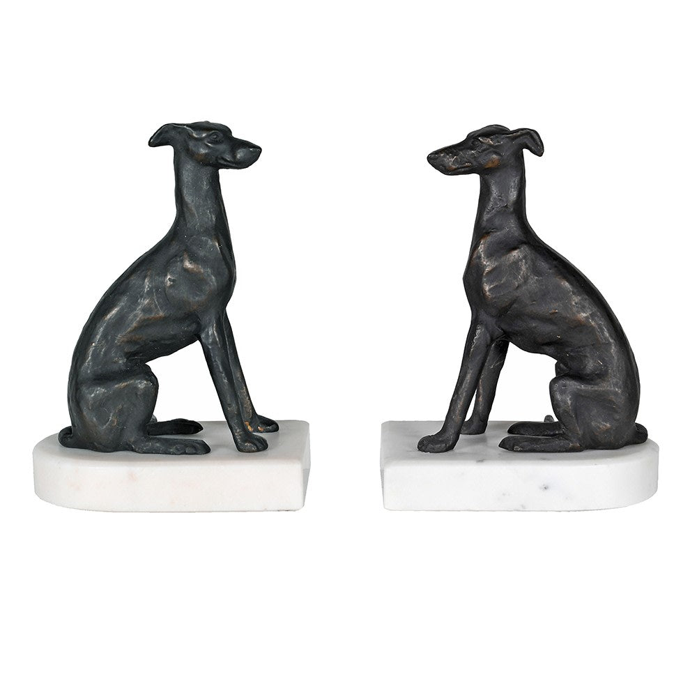 Greyhound On Marble Base Bookends