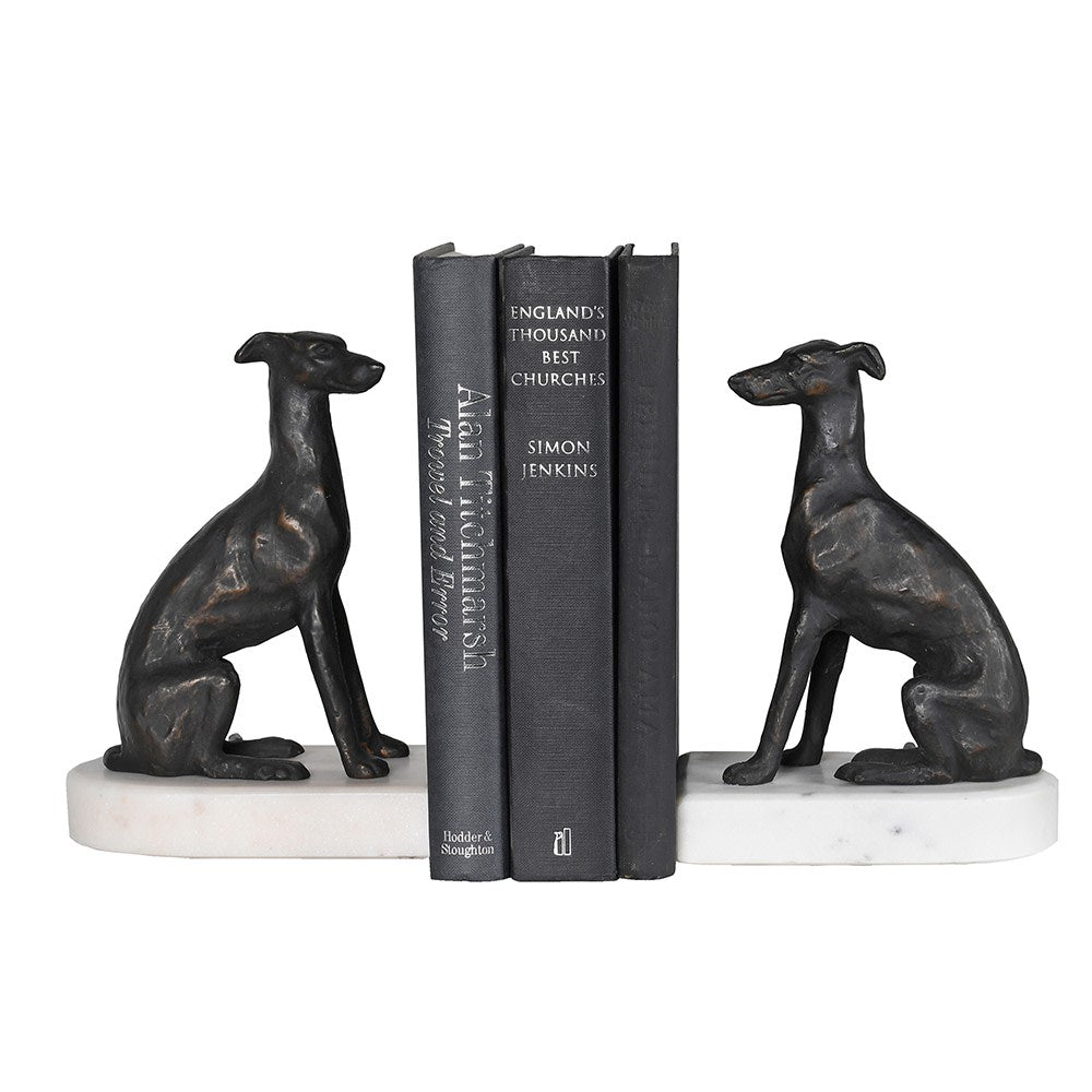 Greyhound On Marble Base Bookends