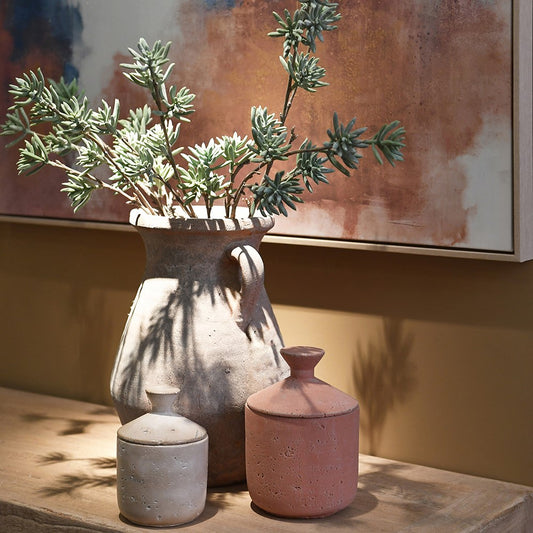Decorative Cement Storage Jar with lid