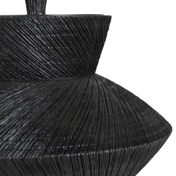 Black Textured Lidded Pot