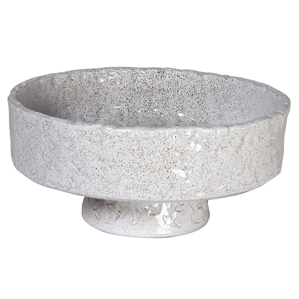 Off White Hammered Footed Bowl