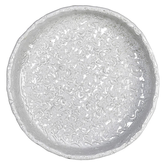 Off White Hammered Footed Bowl
