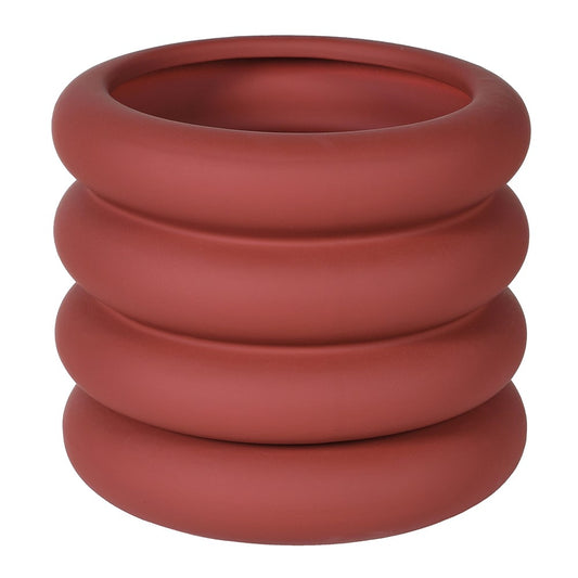 Red Ceramic Pot with Saucer (D23cm)