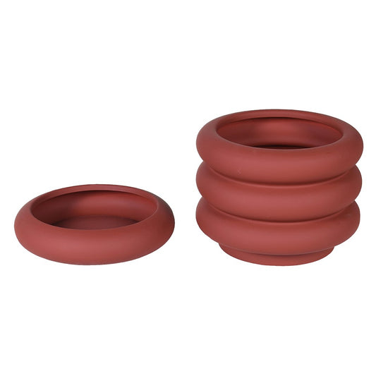 Red Ceramic Pot with Saucer (D23cm)