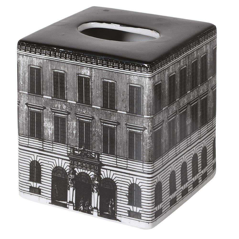 Townhouse Windows Monochrome Tissue Box