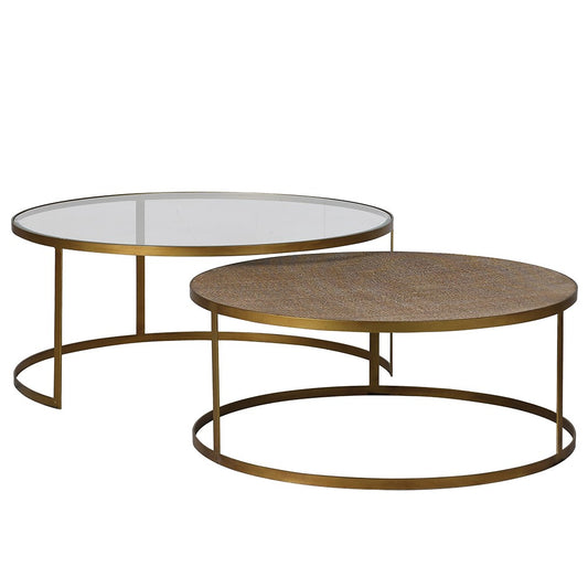 Aged Gold Coffee Table (Nest of 2) D100cm