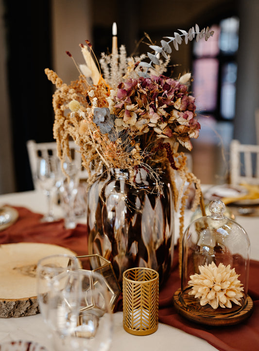 Mottled Glass Vase in White & Burgundy (H25cm)