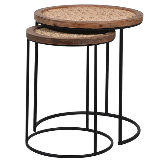 Rattan Top Side Table (Nest of 2)
