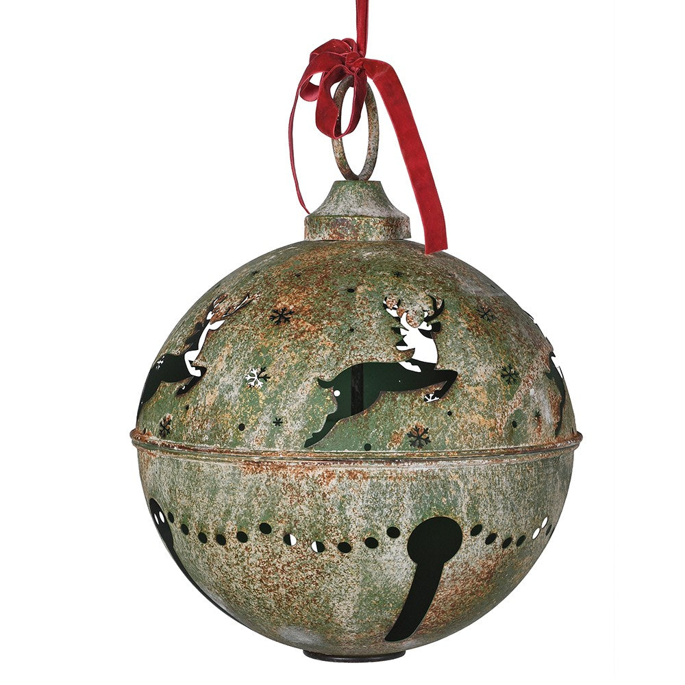 Large Rustic Green Reindeer Bauble D31cm
