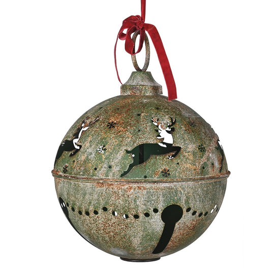 Large Rustic Green Reindeer Bauble D31cm