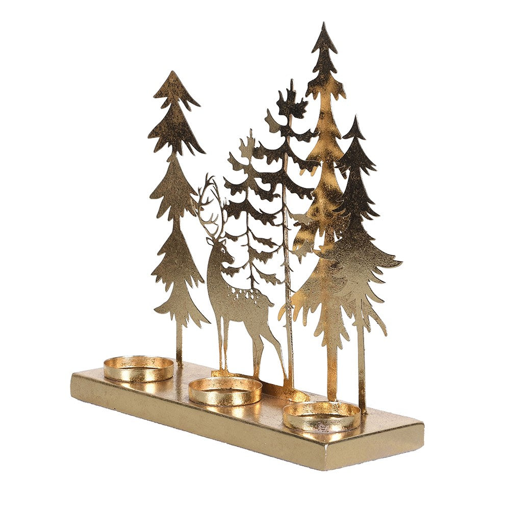 Gold Enchanted Forest Candle Holder