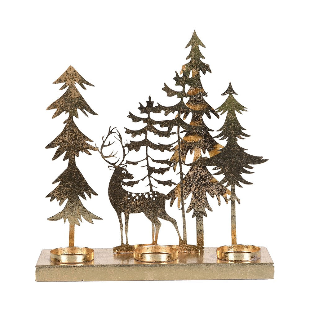 Gold Enchanted Forest Candle Holder