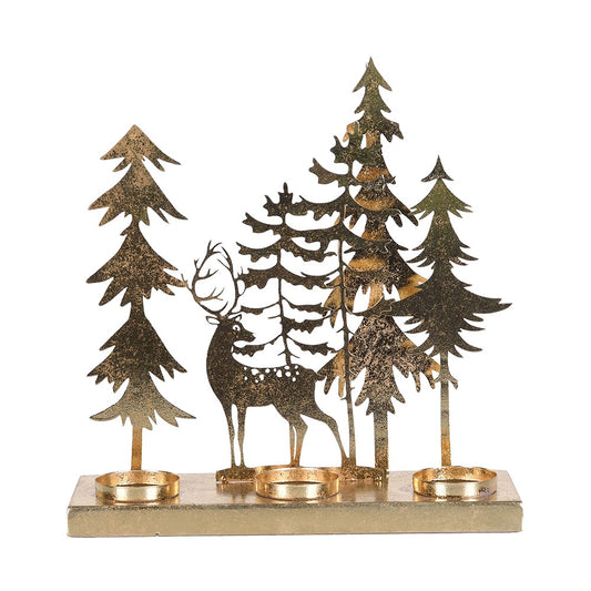 Gold Enchanted Forest Candle Holder