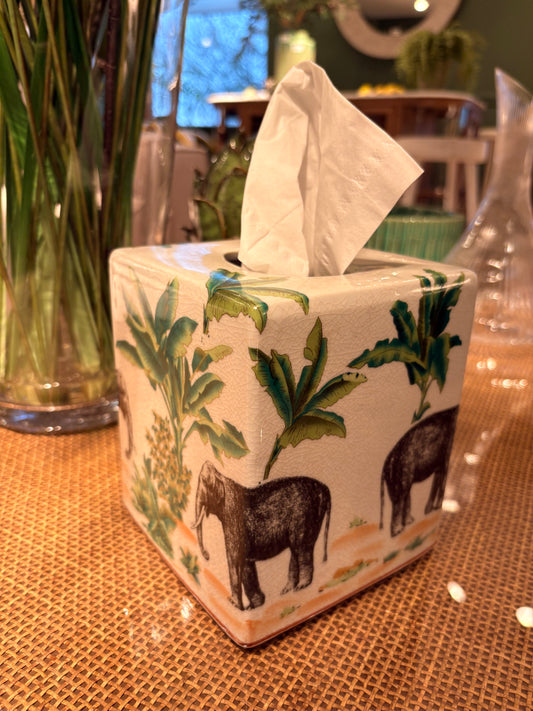 Elephants in the Jungle Tissue Box