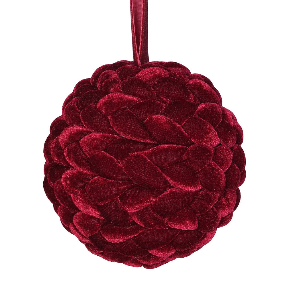 Braided Bauble in Claret Red D14cm