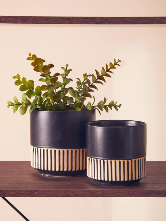 Kiso Monochrome Ceramic Planter (D15cm)